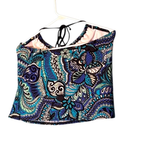 Women's Blue Paisley Bathing Suit Top - Picture 3 of 6